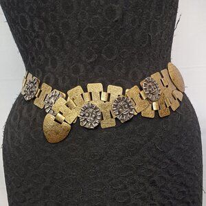 Ferrara Embossed Antique Brass Plated Belt